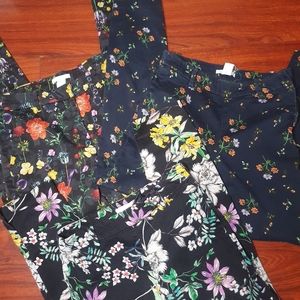 H & M women work Chino Slacks floral design 3CT sz 6